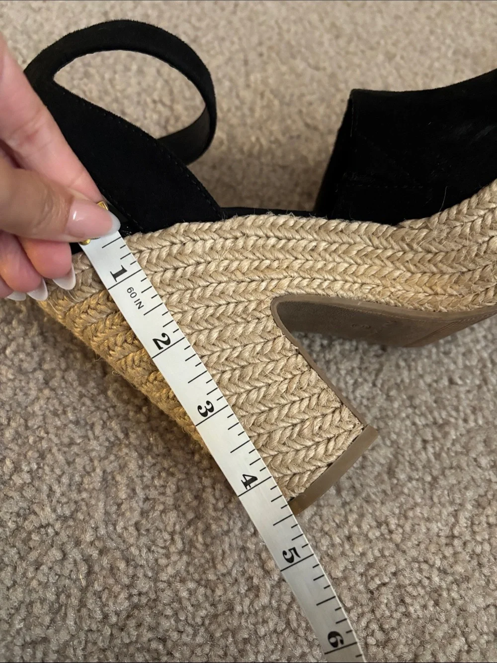 Sun and Stone-Black Platform Espadrille Sandals with Ankle Strap size 6